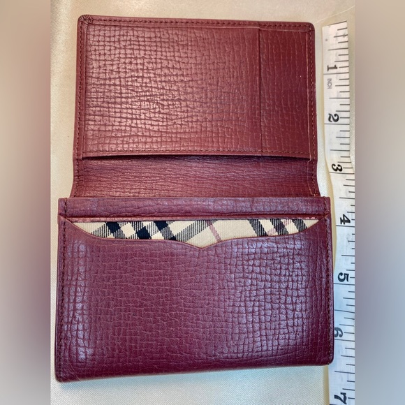 MENS BURBERRY Merlot Croco/LOGO Embossed Card Wallet🔥Like NEW🔥 - Picture 3 of 12